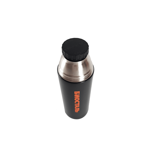 Термос Биосталь-СПОРТ с узкой горловиной, цв. черный, 1,0 л